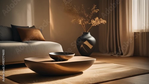 Wallpaper Mural Modern living room with a couch coffee table and vase Torontodigital.ca