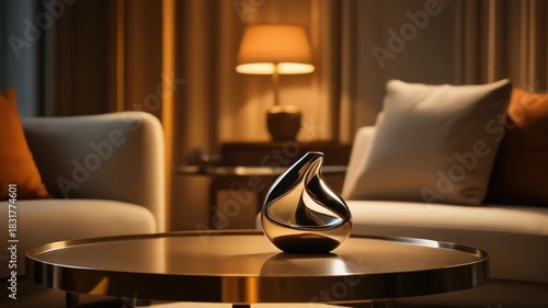 Wallpaper Mural Modern living room with metallic sculpture on a coffee table Torontodigital.ca