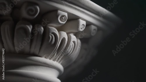 Wallpaper Mural Ornate white architectural capital with volutes under dramatic lighting Torontodigital.ca