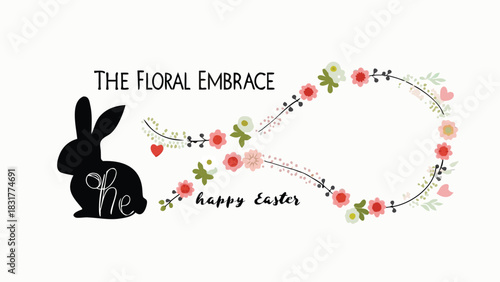 Conceptual illustration of a vibrant floral embrace showcasing a harmonious blend of nature s beauty with bold colors and organic shapes perfect for decorative and artistic applications