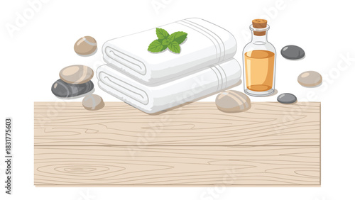 Inviting spa scene offering tranquility with fresh towels, essential oil, and smooth stones ready for your mindful wellness design