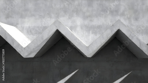 A simple sloping rooftop generating symmetrical V-shaped shadow patterns in midday hard light