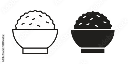 Rice bowl icon template color editable. for graphic and web design.