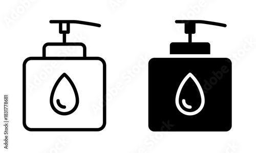 Liquid Soap Bottle icon. Hand Sanitizer with Pump symbol. Shampoo Bottle sign