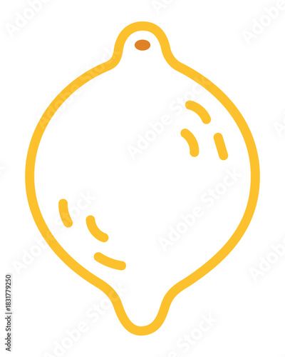 Lemon fruit line art with bold color outline. Easy coloring page for little children and nursery projects. Isolated vector image for educational books, games or learning activities