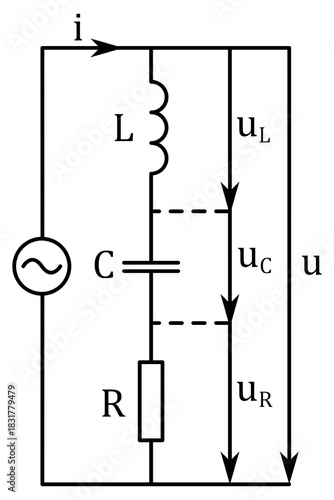 Schematic - AC circuit with RLC in series connection