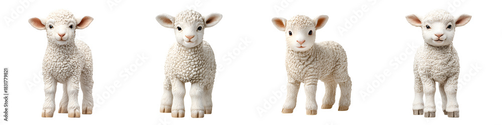 Obraz premium Cute Lambs Collection: Easter and Spring Theme, Isolated
