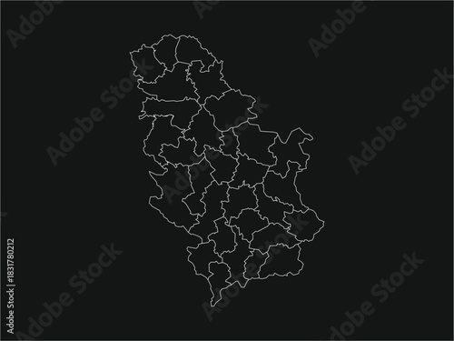 Detailed vector map of Serbia administrative divisions outline for infographic and geographic illustration