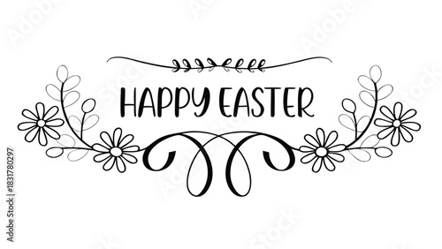 Joyful flat vector illustration celebrating easter with vibrant colors and elegant calligraphy perfect for festive greetings and springtime designs