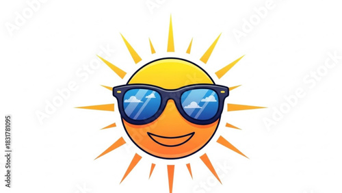 Summer sun with sunglasses vector illustration for summer vacation and holiday designs and sunny weather images