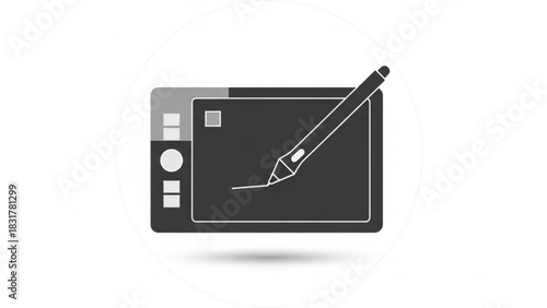 Illustration of a graphic tablet with pen for digital art and design creation vector image concept