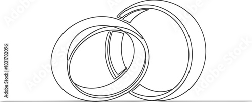 Continuous Line Art of Bride and Groom Wedding Bands.