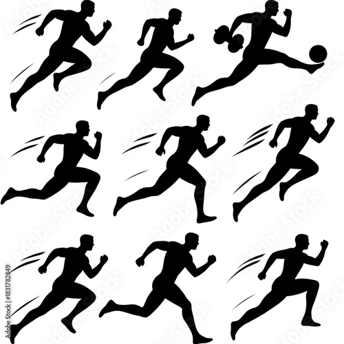 Dynamic Athlete Silhouette Pack – Running, Jumping, Fitness, Workout Sports Vector Set
