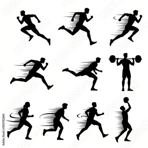 Dynamic Athlete Sport Silhouette Pack – Running, Jumping, Fitness Vector Set