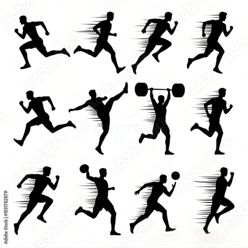 Dynamic Athlete Silhouette Pack – Running,Fitness, Sports Vector Set