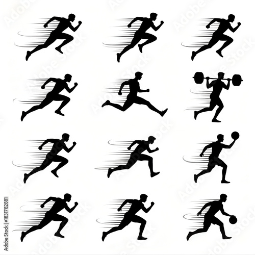 Dynamic Athlete Silhouette Pack – Running, Jumping, Fitness, Sports Vector Set