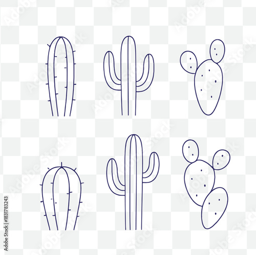 boho cactus icon set