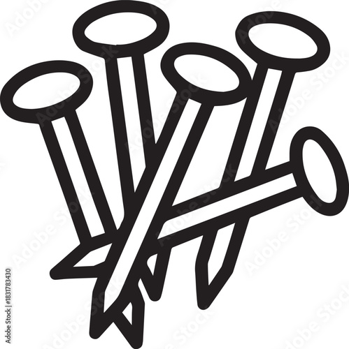 A cluster of sturdy nails, captured in a clean and minimal graphic style, ready for construction.
