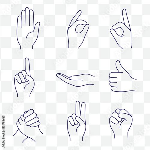 boho hand gesture icon set