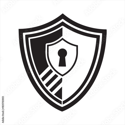 shield tech security vector silhouette line art idea illustration. tech shield icons