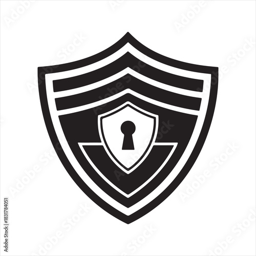 shield tech security vector silhouette line art idea illustration. tech shield icons