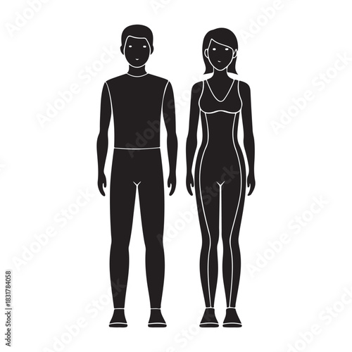 Couple full body silhouette vector