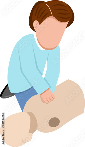 Man Performing CPR On Mannequin