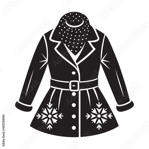 Fashion winter outfit silhouette vector