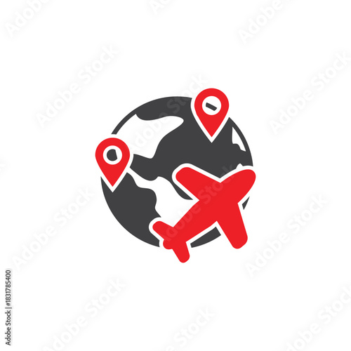 flat design vector global travel route icon.
