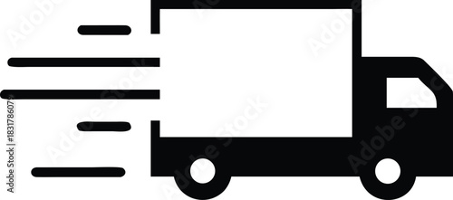 Vector illustration fast delivery truck icon showing motion with speed lines