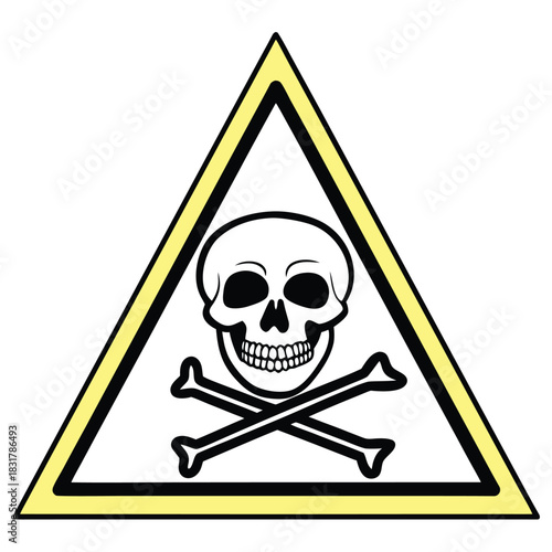 Vector illustration danger warning sign with skull and crossbones symbol for poison or toxic substance