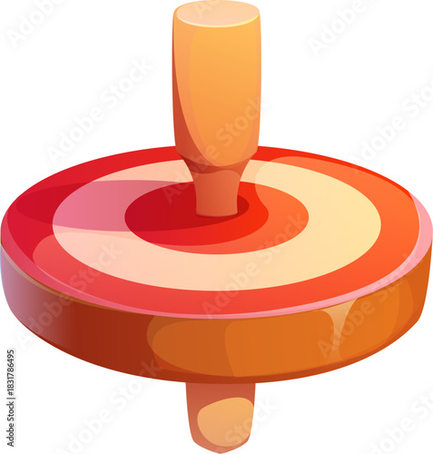 Cartoon Japanese New Year holiday spinning top koma toy. Isolated vector traditional whirligig decoration for celebration, cultural festive object symbolizes balance and heritage, kids amusement