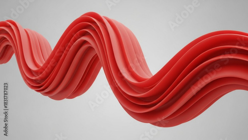 A red layered ribbon flowing in a wave pattern against a light gray gradient background image design