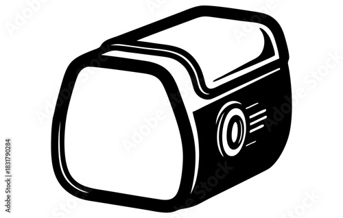 Monochrome Flashlight Icon Vector Illustration. Simple Black and White Graphic of a Handheld Torch for Emergency, Security, Outdoor, and Utility Designs.