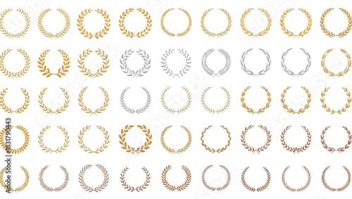 Diverse Collection of Ornamental Laurel Wreaths for Design Elements and Vector Art