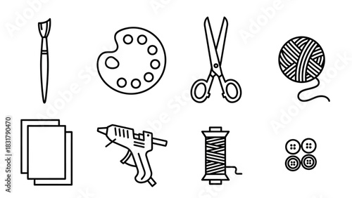Creative Crafting A Collection of Artistic Icons for DIY Projects and Handmade Designs