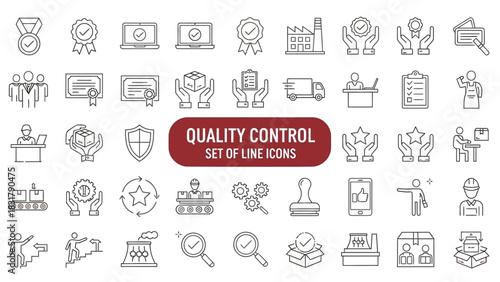 Quality Control Icon Set Line Icons for Business, Verification, and Assurance