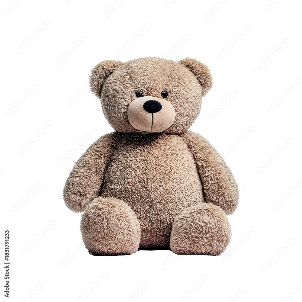 Obraz premium Teddy bear plush soft brown toy cute stuffed childhood gift cuddly isolated adorable animal children comfort furry sitting happy play present cozy friend innocence nursery smile gentle huggable