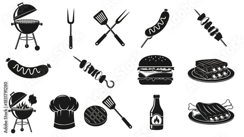 Grill Icons Collection BBQ Essentials for Outdoor Cooking