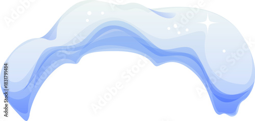 Winter snow ice cap and snowdrift, snowy window drift and frozen white texture of curved rooftop border. Cartoon vector snowcap with soft drips, light sparkle, smooth frost edge, cold holiday element