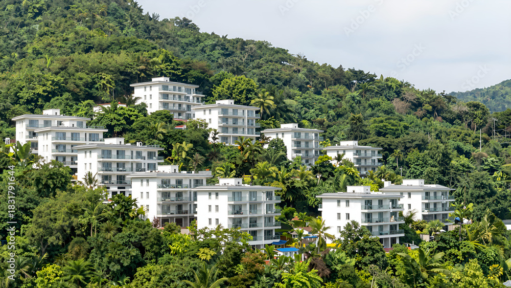 Obraz premium Hillside Apartment Complex Landscape