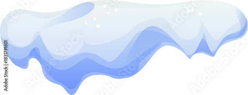 Cartoon winter snow ice cap, snowy window drift. Vector curved frozen snowcap pile shows layered white and blue frost with soft drips and a cold isolated edge, creating a clean holiday rooftop border
