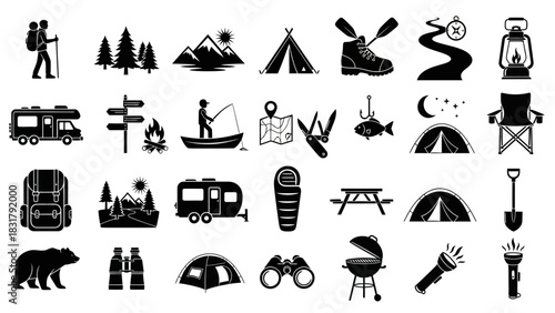 Camping and Outdoor Recreation Icons for Adventurers