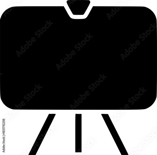 Minimalist black silhouette of a presentation board on an easel