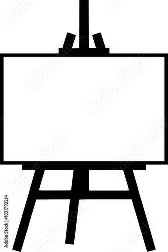 Minimalist black silhouette of a presentation board on an easel