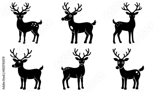 Charming reindeer collection perfect for holiday designs and seasonal cheer, adorable Christmas reindeer for festive invitations, greetings, and crafts