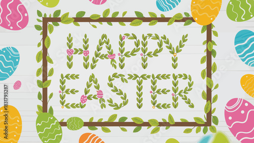 Abstract geometric design with vibrant color splashes and clean typography on a white background