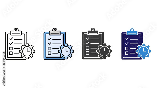 Task Management List with Gear Symbol - Efficient Workflow Icons