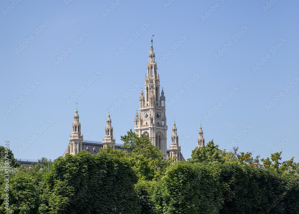 Fototapeta premium Vienna. View of Rathausplatz from the Volksgarten.
