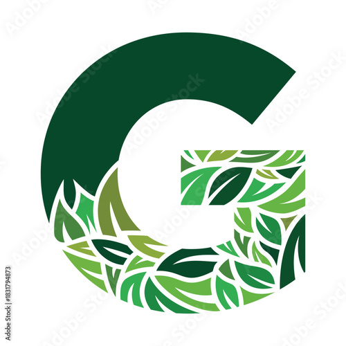 Initial G leave for environment logo vector illustration